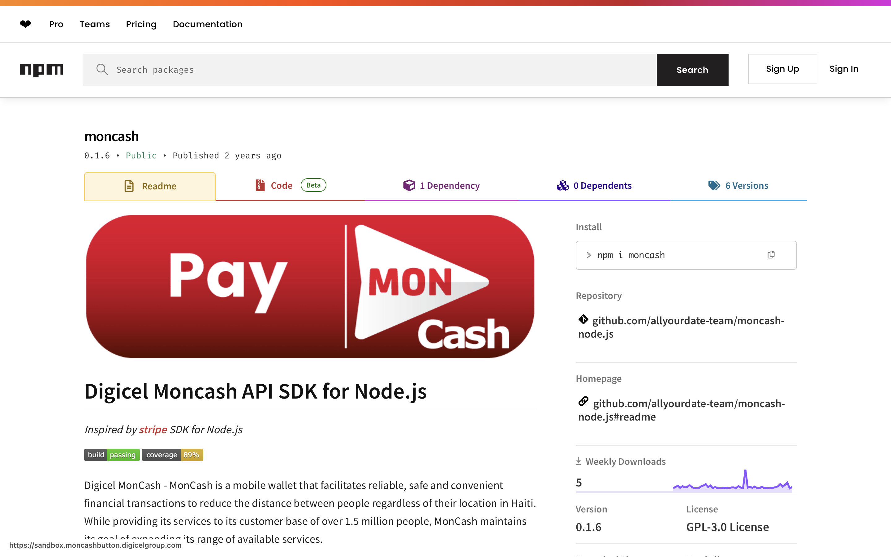 MonCash Node.js SDK